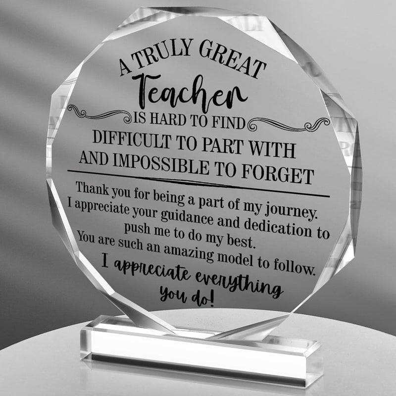 Perthlin Acrylic Teacher Appreciation Gifts for Women Teacher Christmas Gifts Thank You Teachers Gift from Student Retirement Present for Office Desk Paperweight Keepsake Decor(Elegant Nonagon) - Image 1